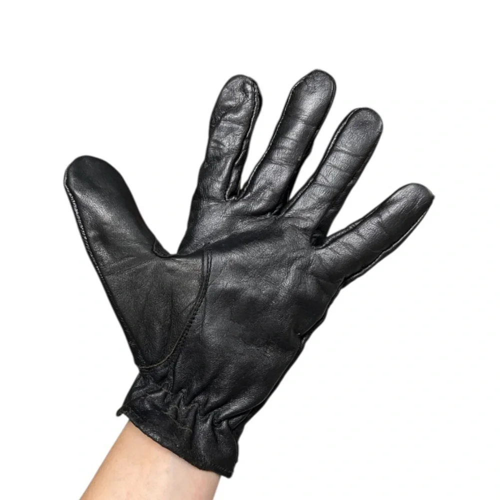 Women’s Medium Black Zip Leather Motorcycle Biker Gloves Excellent Condition!